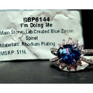 Blue Zircon Spinel Ring